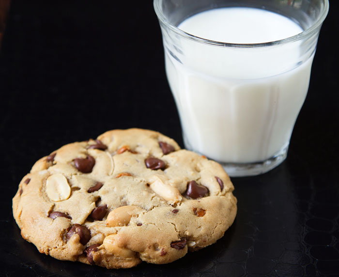 Kitchen Sink Chocolate Chip Cookie with milk