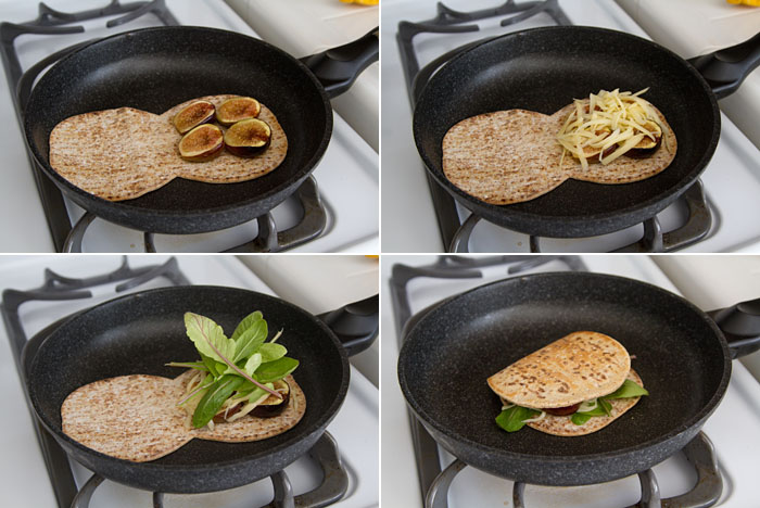 Making a flatbread fig sandwich