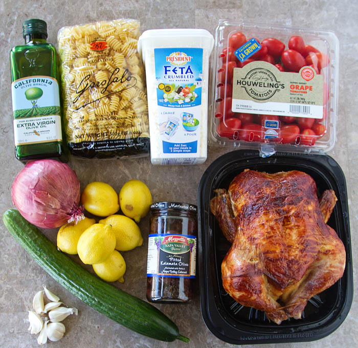 Ingredients for Greek Inspired Pasta Salad