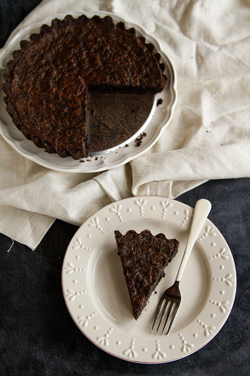 Chocolate Chess Pie with Chocolate Almond Crust