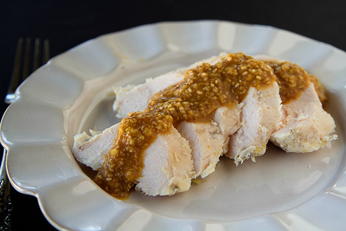 Sous Vide Ginger Chicken with Miso Ginger Sesame Sauce