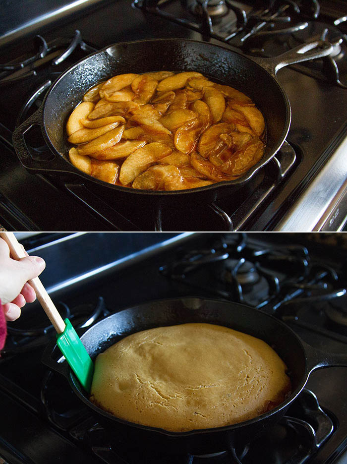 Making an apple pancake