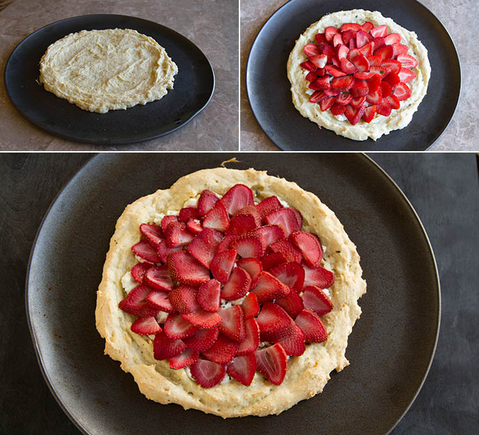 Making strawberry chevre flatbread pizza