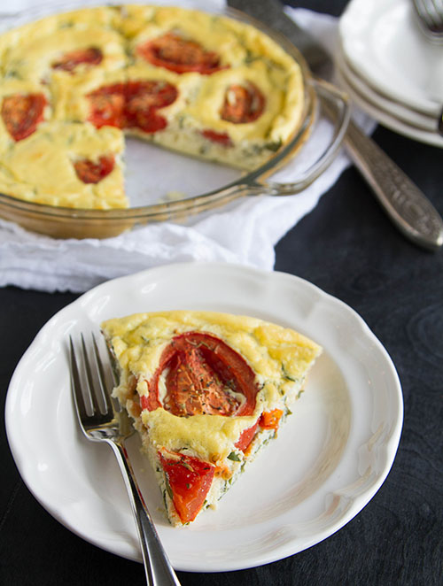 A slice of Roasted Tomato Tofu Quiche