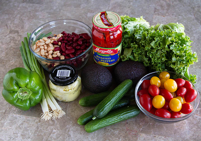 Ingredients for spring chopped salad