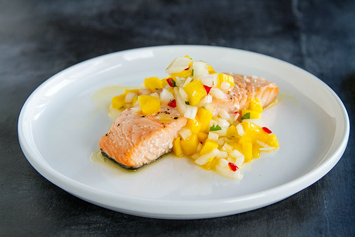 Baked Salmon with Mango Ceviche