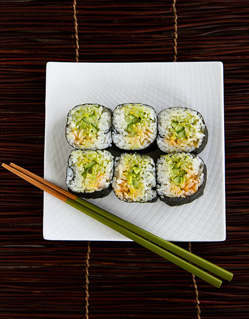 Spicy Cucumber Guacamole Sushi Roll