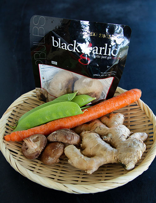 Ingredients for vegetable yaki udon