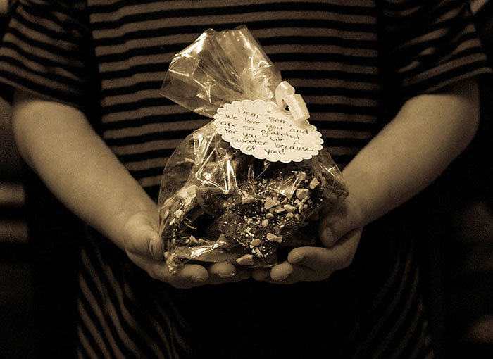 Drop treats on someones porch