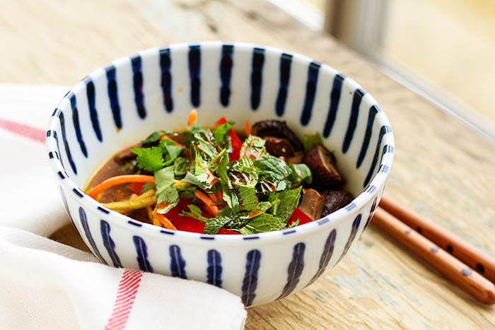 Vegetable & Roasted Mushroom Zucchini Noodle Bowl