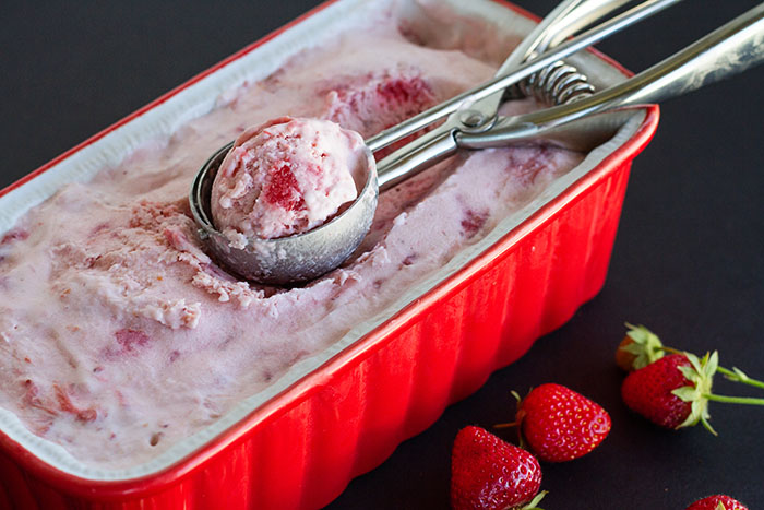 No-Churn Strawberry Rhubarb Ice Cream