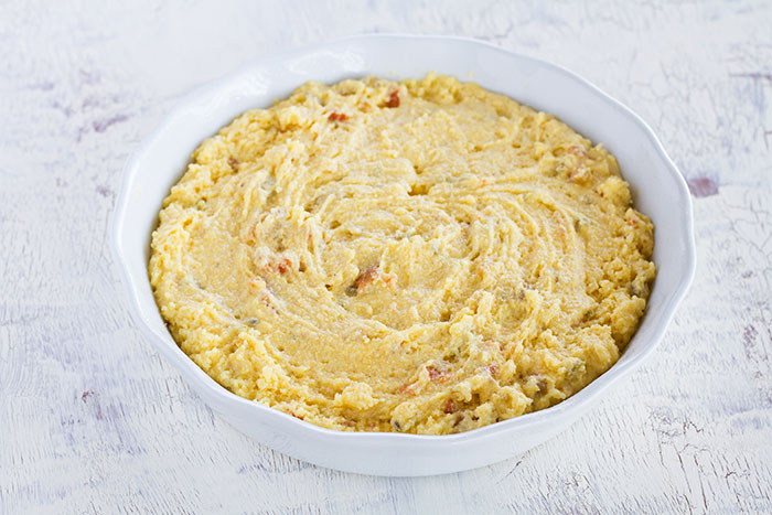 Cornbread ready to go into the oven