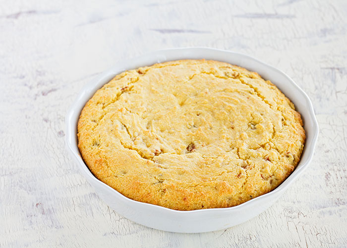 Roasted Hatch chile cornbread hot out of the oven