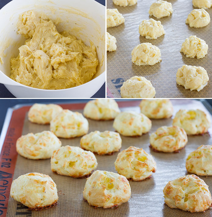 Making cheddar gougeres