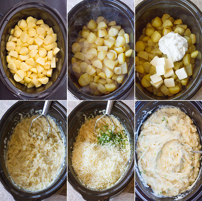 Making slow cooker mashed potatoes