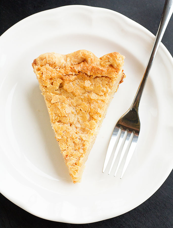 Slice of Almond Crackle Custard Pie