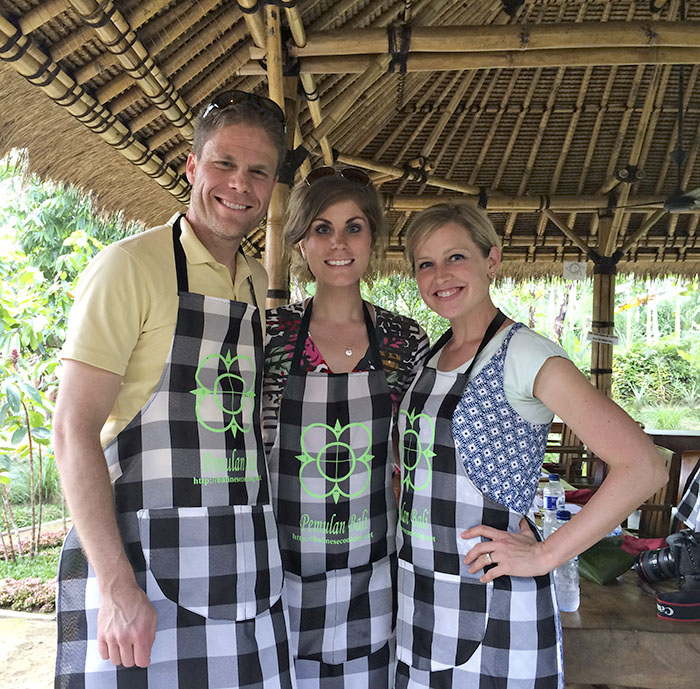 With Mr. Fuji and my sister-in-law at the Pemulan Bali Balinese Farm Cooking School