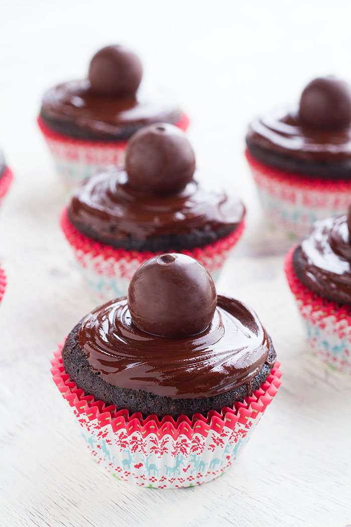 Berry Fudgy Chocolate Cupcakes