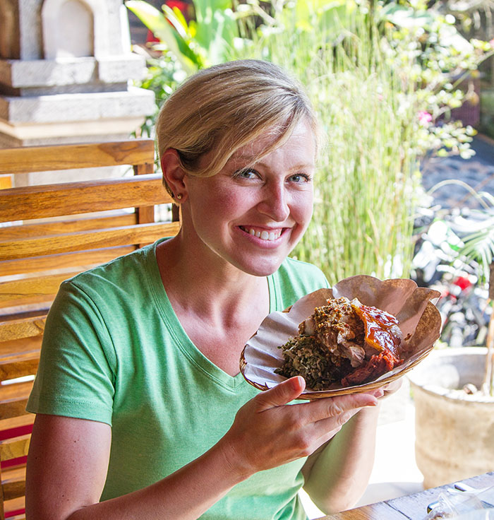 Rachael at Ibu Oka in Ubud, Bali, Indonesia