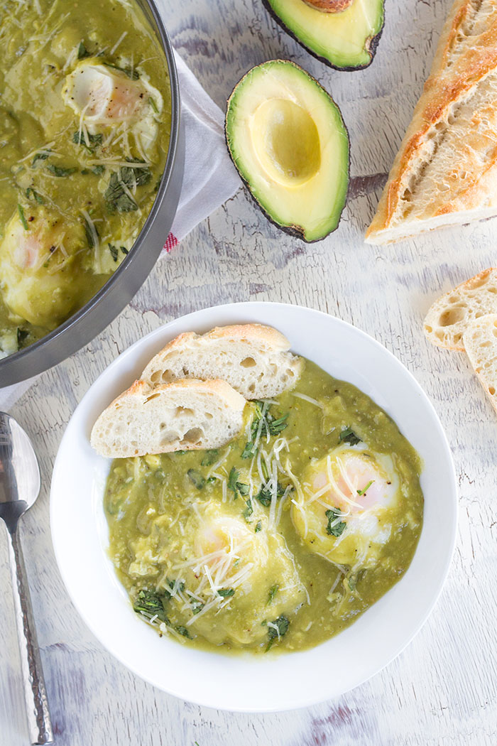 Eggs Poached in Avocado Salsa Verde