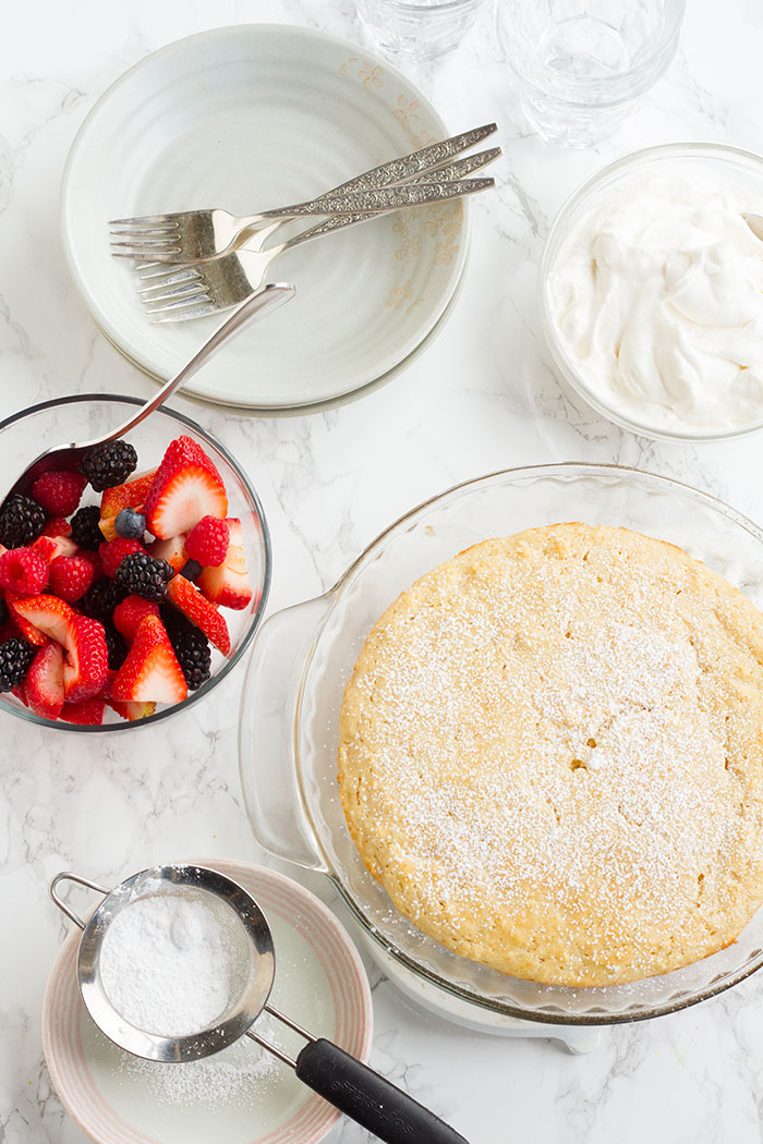 Warm oven-baked pancake