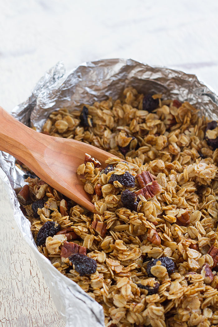 War granola baked in a foil packet