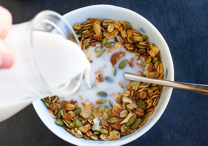 Road Trip Granola with almond milk