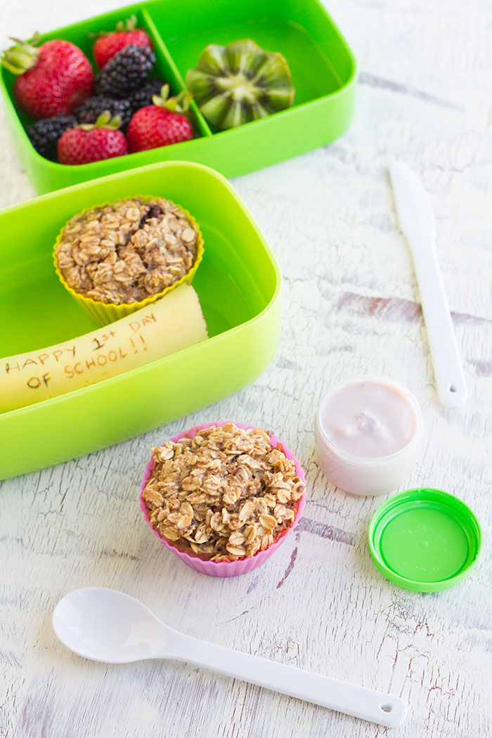 Breakfast for Lunch Bento with Baked Granola Oatmeal Cups