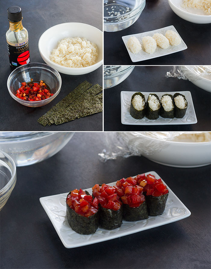 Making Fresh Tomato Gunkan-maki