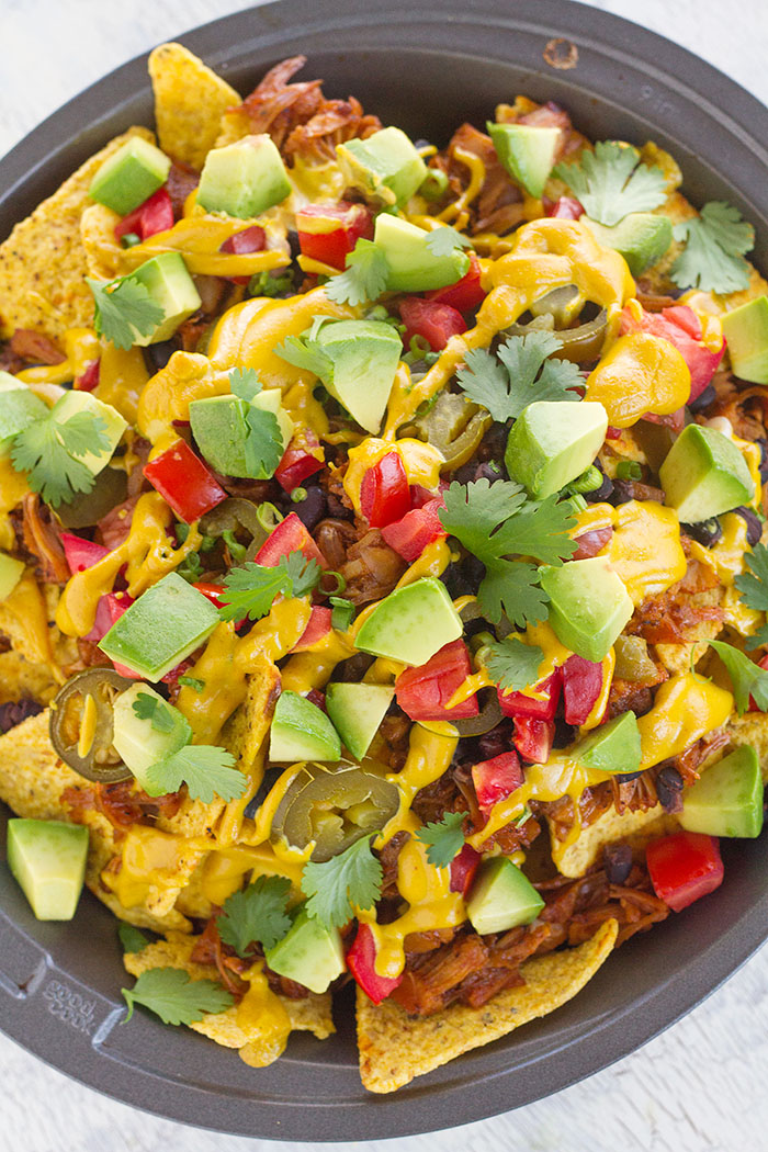 Loaded BBQ Pulled Jackfruit Nachos