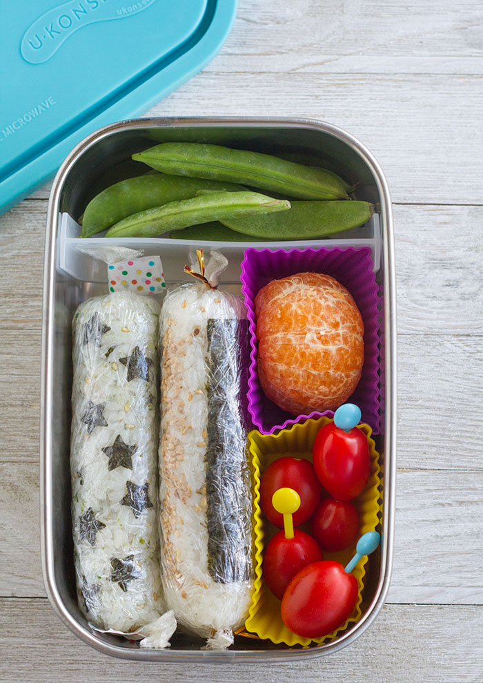 Bento with two stick onigiri