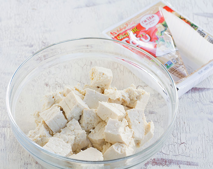 Tear tofu into large chunks