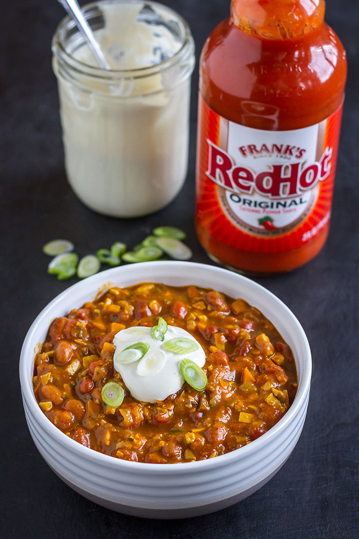 Vegan Pumpkin Chili with Frank's Red Hot