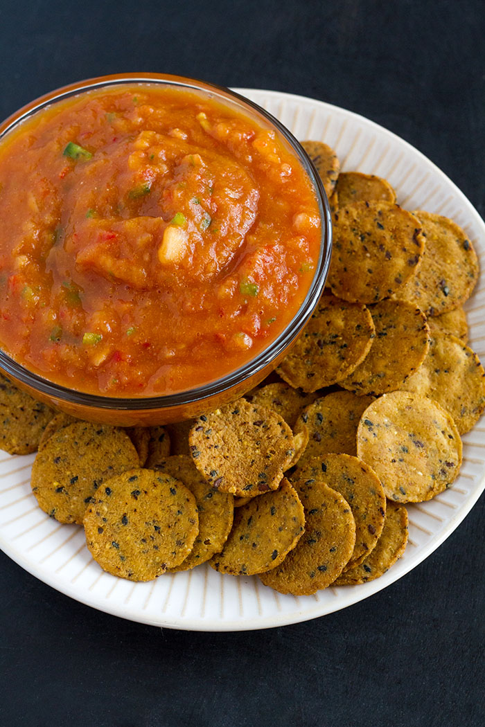 Harvest Salsa with Sweet Potato Crackers