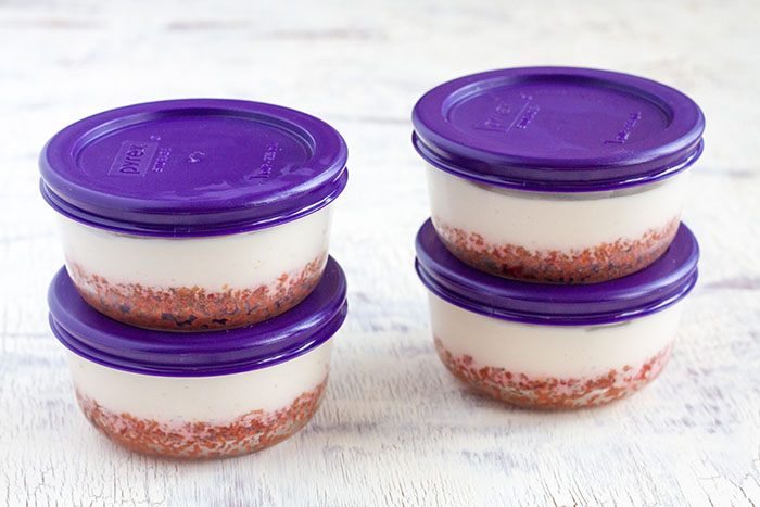 No-Bake Cheesecakes ready to set-up in the refrigerator