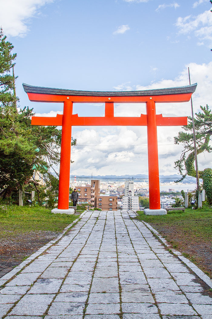 Torii marking entrance to Gokoku shrine