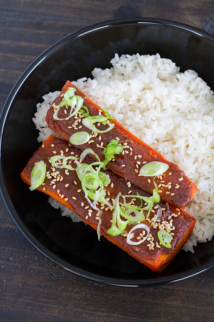 Miso Glazed Carrots with Rice