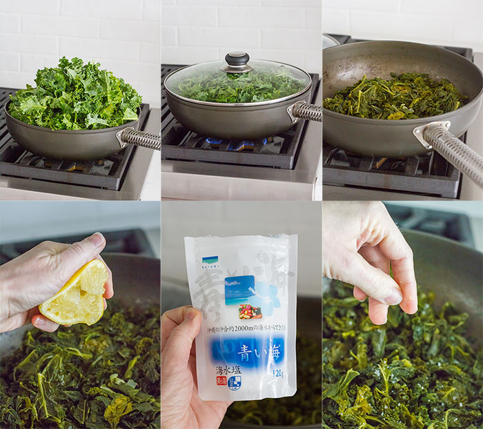 Making cooked kale