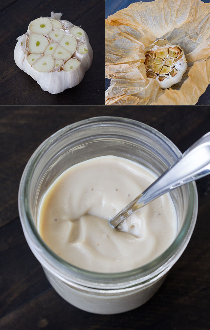 Making Roasted Garlic Miso Mayonnaise