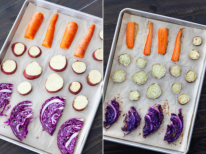 Roasted root vegetables for ramen