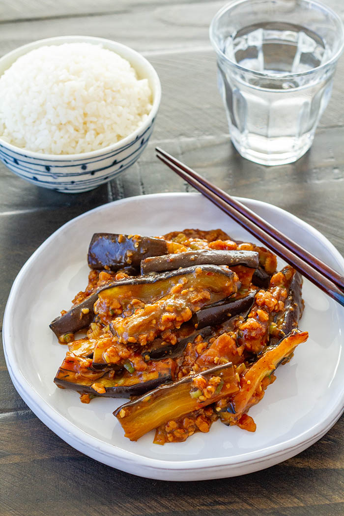 vegan mapo nasu (japanese eggplant stir fry)