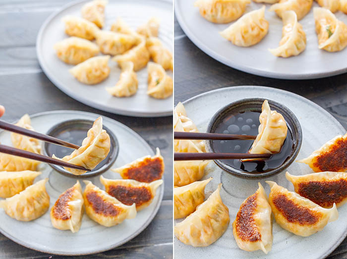 Eating vegan gyoza