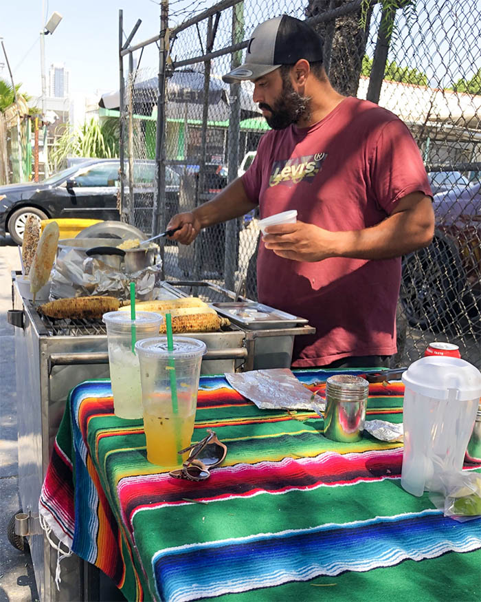 Vendor selling elote and esquites