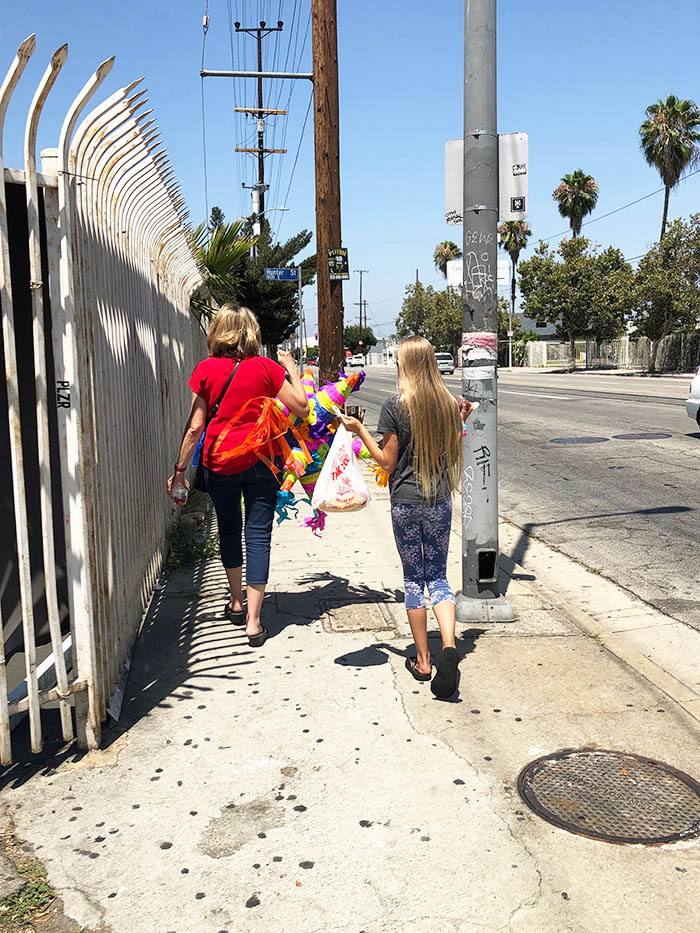 Walking to the car from the Pinata District in Los Angeles, California